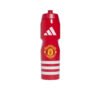 adidas Manchester United 750ml water bottle in red, front view with the club crest and three white stripes