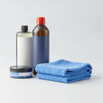 Car polish and microfibre cloth
