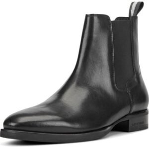 Kenneth Cole Raymond Chelsea boot in black leather, side view